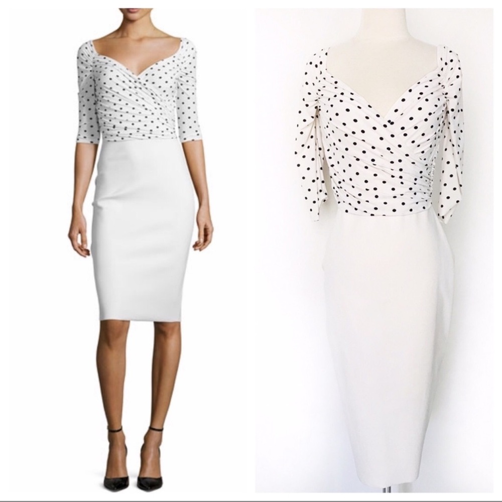 La Petite Robe Chiara Boni Dress Sheath 3/4 Sleeve Sz 44 white Black
